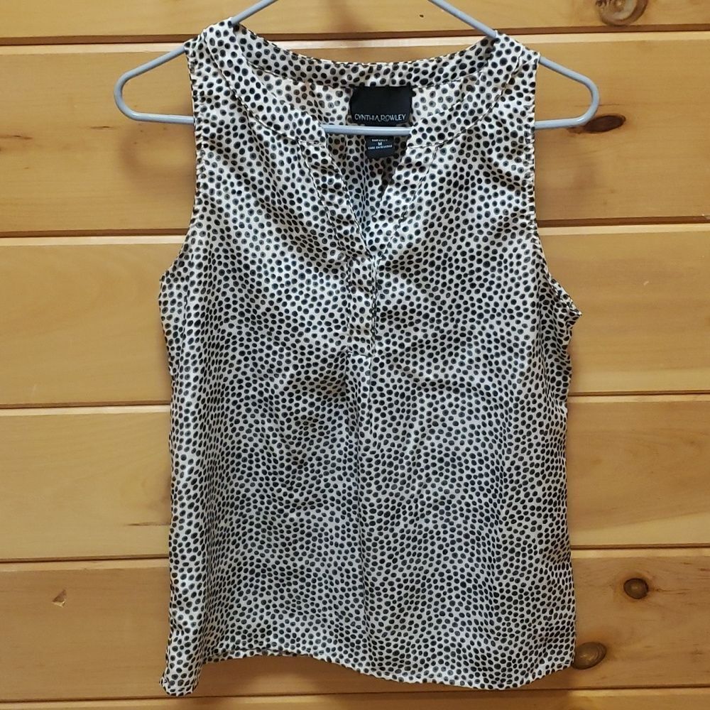 Cynthia Rowley White and Black Polka Dot Top